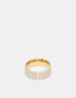 ASOS DESIGN waterproof stainless steel band ring with texture in silver and gold tone