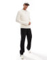 ASOS DESIGN heavyweight 1/4 zip rib jumper with collar in cream