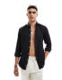 Superdry Casual linen long sleeve shirt in black