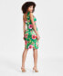 Women's Twist-Front Floral Stretch Satin Dress