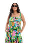 Yours sheered strappy maxi dress in tropical print