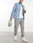 ASOS DESIGN tapered fleece joggers in grey