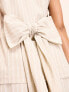 ASOS LUXE linen look long line sleeveless tailored blazer with bow back in stripe