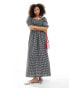 ASOS DESIGN maxi dress with puff sleeves in black gingham