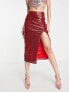 Collective the Label exclusive midaxi sequin skirt in red