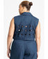 Plus Size Circular Cutout Denim Vest