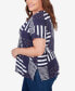 Plus Size Stars And Stripes Split Neck Tee