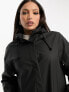 ASOS DESIGN Tall rubberised rain parka coat in black