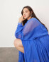 ASOS EDITION Curve extreme chiffon gathered waist maxi dress in cobalt blue