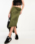 COLLUSION studios asymetric satin skirt co-ord in khaki