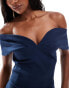 Vesper bardot sweetheart neck wrap midaxi dress in navy