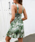 Women's Palm Leaf Sleeveless Square Neck Mini Beach Dress