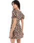 Miss Selfridge jersey printed mini tea dress with puff sleeve