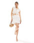 Something New X Cenit Nadir textured jersey mini skirt co-ord in white