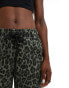 Pull&Bear slouchy wide leg jean in khaki leopard print