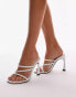 Topshop Farley premium leather strappy high heeled sandals in white