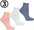 Kurze Damensocken 3 Paare grau, rosa, blau - Moraj 23 (35-37)