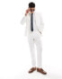 ASOS DESIGN slim linen look suit trousers in off white