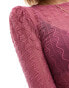 JDY long sleeve textured top in pink