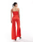 Jaded Rose satin corset jumpsuit in red