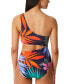 Jessica Simpson Women's Island Paradise Cutout One-Piece Swimsuit Multi Size M