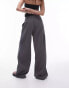 Topshop washed cheesecloth wide leg trouser in charcoal