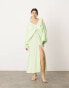 ASOS EDITION v neck drapey maxi dress in green