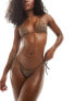 Candypants tie side bikini bottom in brown with multi embellishment