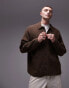 Topman relaxed fit brushed collared cardigan in brown marl