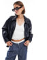 ONLY faux leather bomber jacket in navy