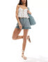 Pull&Bear linen look crinkle texture short in washed blue