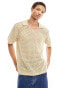 Native Youth pointelle cotton knitted polo top in beige