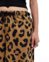 COLLUSION unisex washed leopard print longline shorts