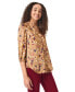 Women's Floral-Print 3/4-Sleeves V-Neck Blouse