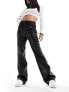 River Island straight leg PU trouser with studded detail in black