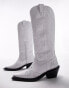 Topshop Bailey premium leather western boot in white croc