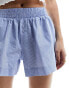 Cotton On boxer shorts in linen look blue stripe