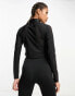 HIIT gloss highneck zip front top with mesh detailing