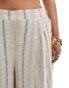 ASOS DESIGN Curve wide leg trouser with linen in deckchair stripe co-ord