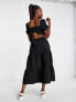 The Frolic milkmaid maxi smock dress in textured black