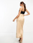 River Island colour block maxi slip dress in beige