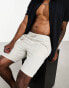 Only & Sons linen mix shorts in white and grey pinstripe