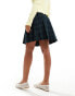 Mango check pleated mini skirt in blue