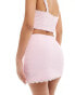 Missyempire tie side lace trim mini skirt co-ord in baby pink