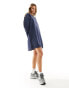 ASOS DESIGN v neck long sleeve mini sweat dress in navy