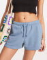 Weekday Essence jersey shorts in dusty blue exclusive to ASOS