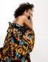 River Island tiered maxi beach dress in black tropical print