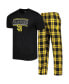 Комплект пижамы Concepts Sport Black, Gold San Diego Padres Badge T-shirt and Pants Sleep Set