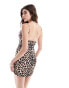 Bershka wrap front mini dress in leopard print