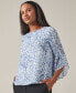 Petite Printed 3/4-Ruffle Sleeve Blouse